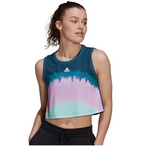 NWOT adidas Farm Rio‎ Tie-Dye Cropped Tank Top in teal/pink